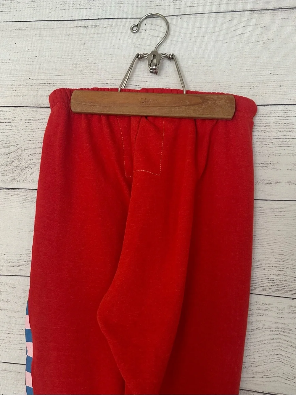 Aviator Nation Check Leg Sweatpants in Red. - Picture 7 of 8